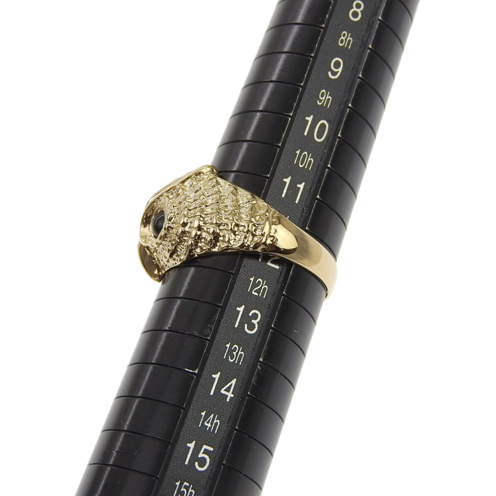 K18YG Yellow Gold Owl Motif Ring with Black Stone