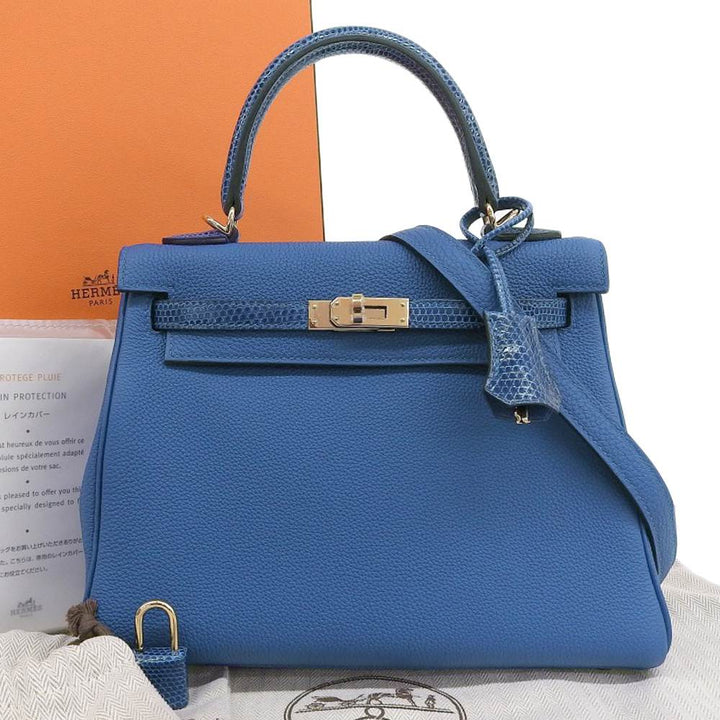 Hermes Kelly Touch 25 Togo Lizard 2-Way Bag in Excellent Condition