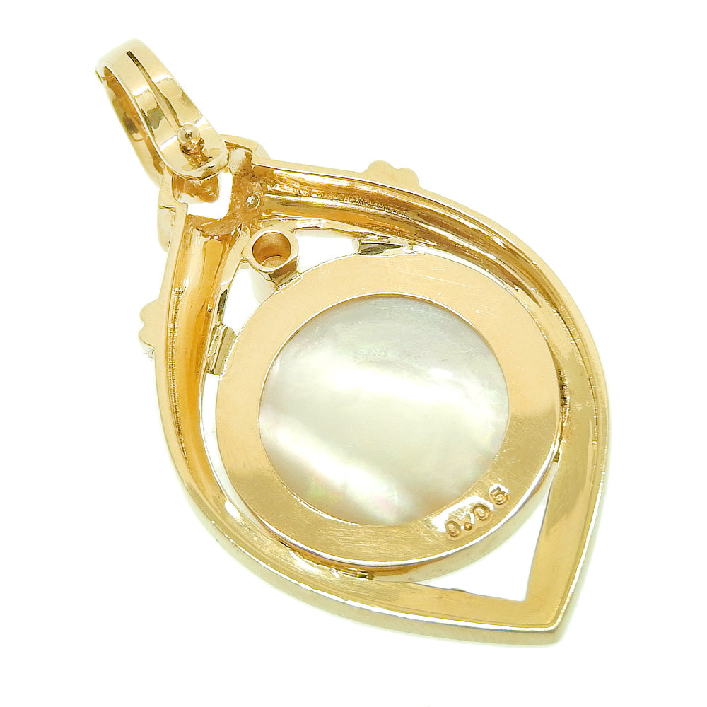 K18YG Mabe Pearl Pendant Top with Diamond, 16.5mm, Yellow Gold