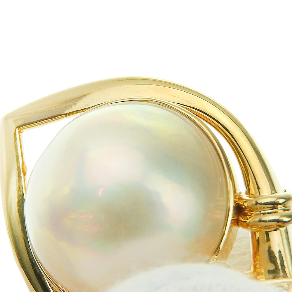 K18YG Mabe Pearl Pendant Top with Diamond, 16.5mm, Yellow Gold