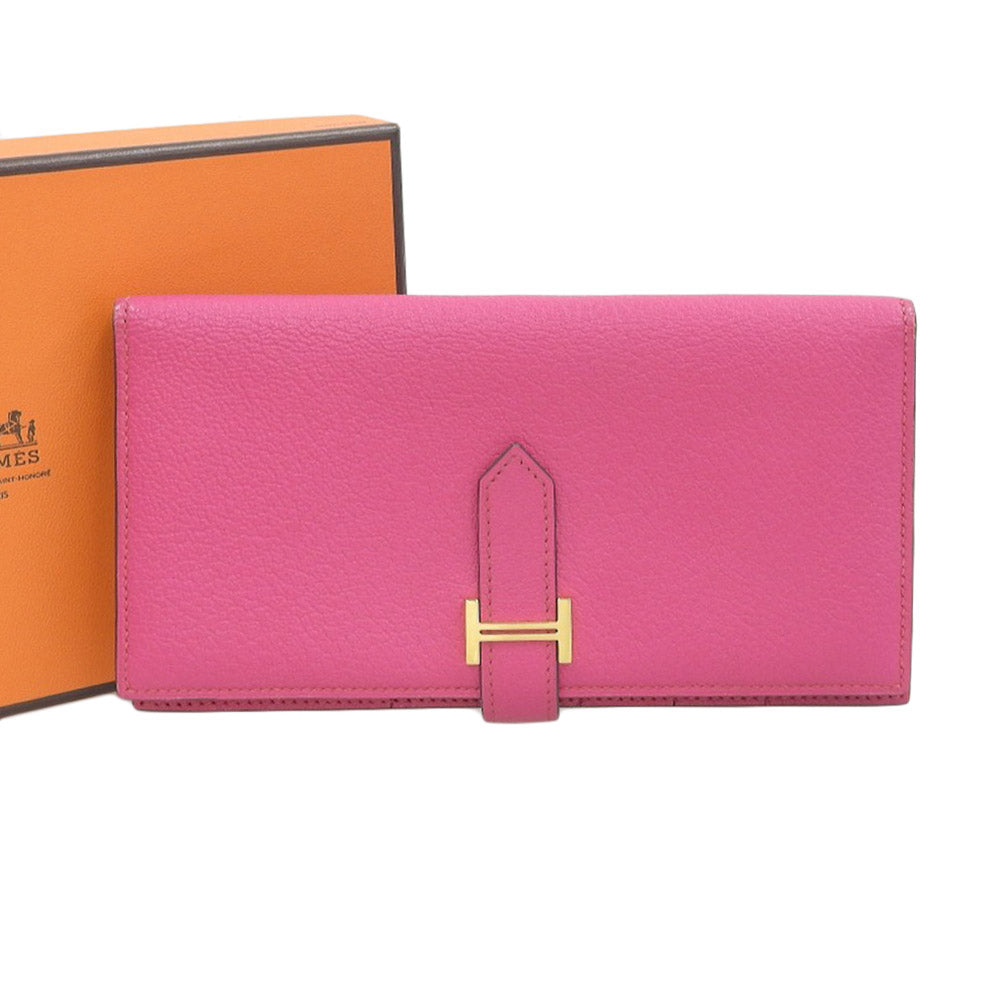 Hermes Chevre Bearn Souffle Long Wallet Pink