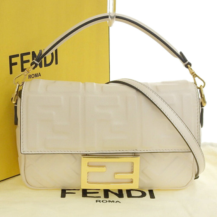 Fendi Lamb Leather Baguette Small 2WAY Chain Shoulder Bag 8BS017 in Great Condition