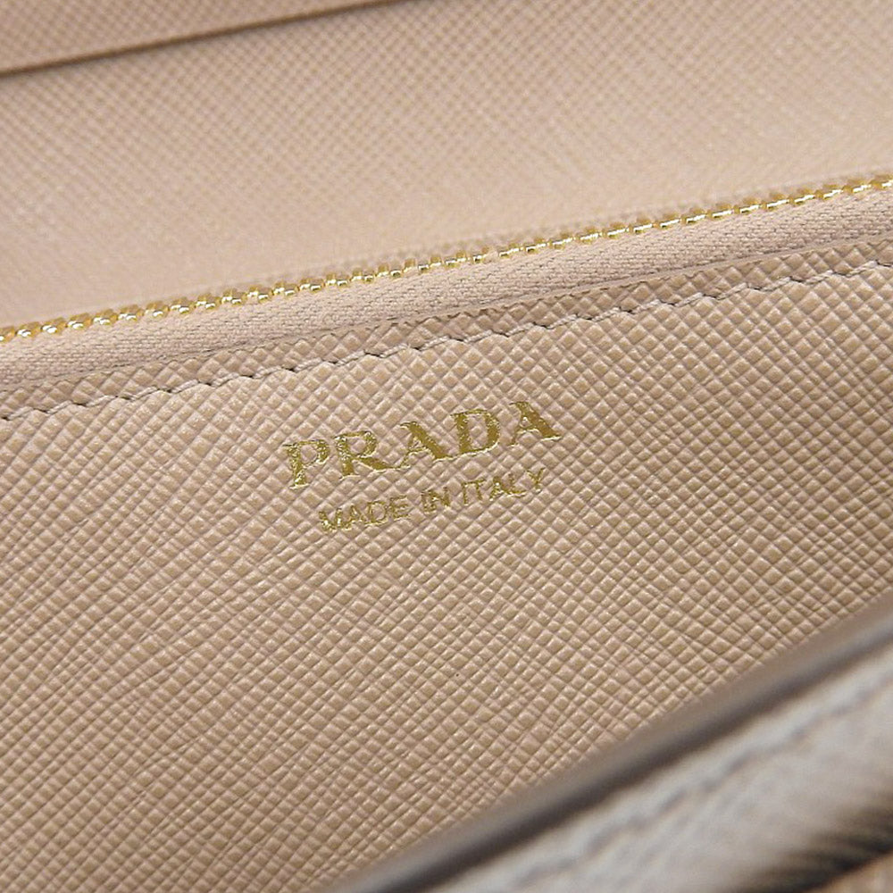 Prada Saffiano Leather Long Wallet 1MH132 Beige in Very Good Condition