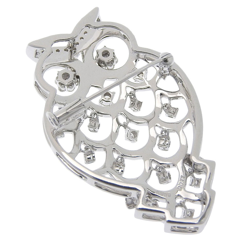 K18WG Diamond Pendant Brooch Owl