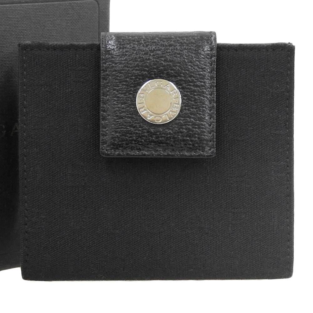 Bvlgari Canvas Leather Compact Wallet in Great Condition