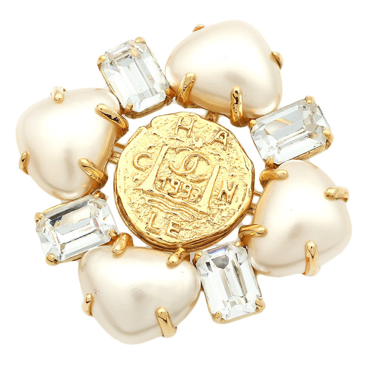 Chanel Vintage Brooch GP Imitation Pearl 93A