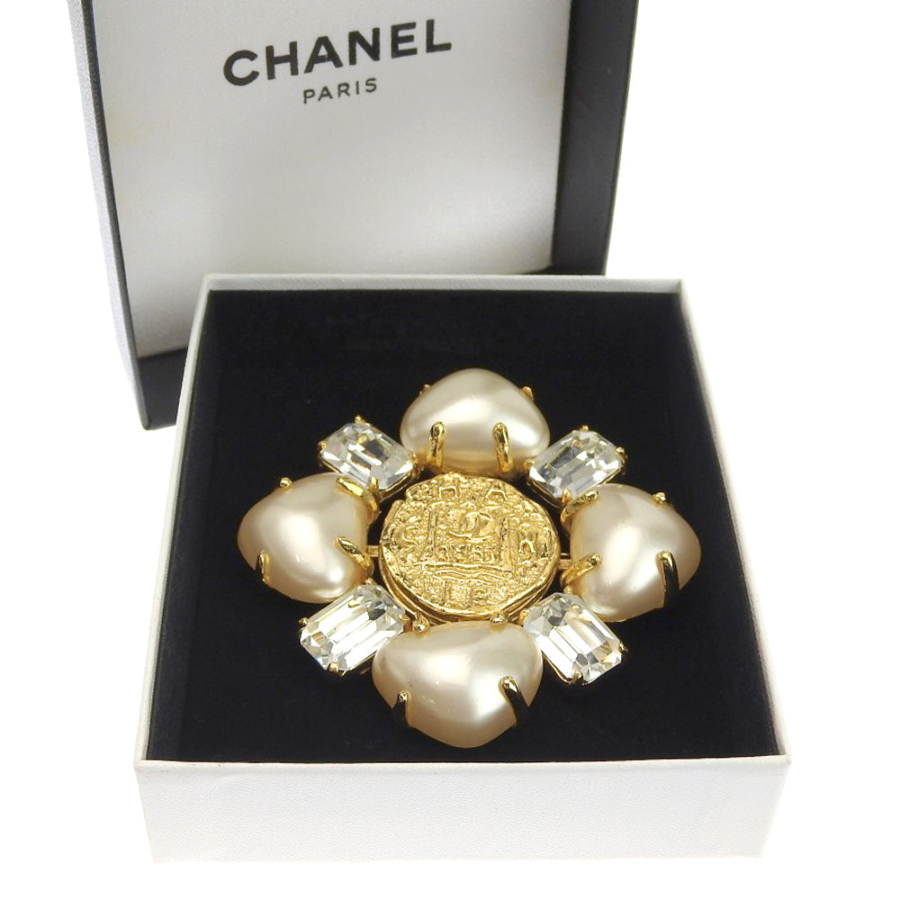 Chanel Vintage Brooch GP Imitation Pearl 93A