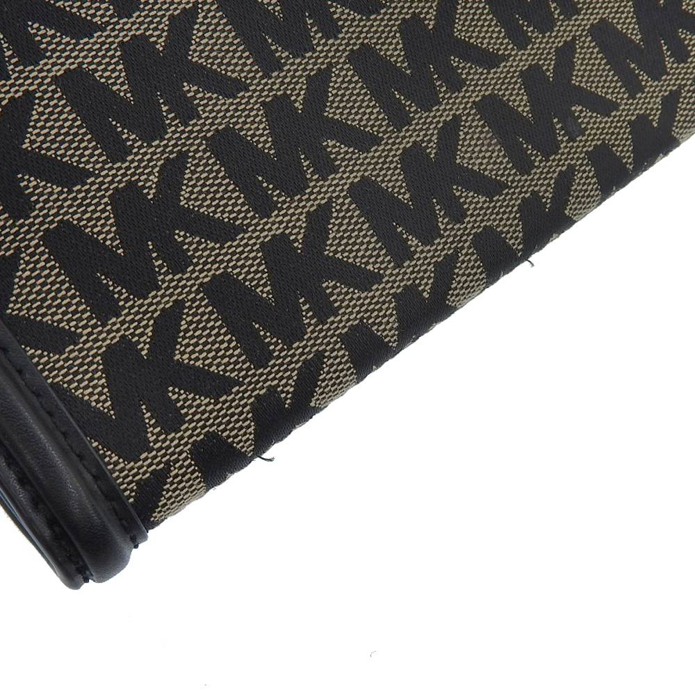 Michael Kors Canvas Leather Long Wallet Black Gold Hardware