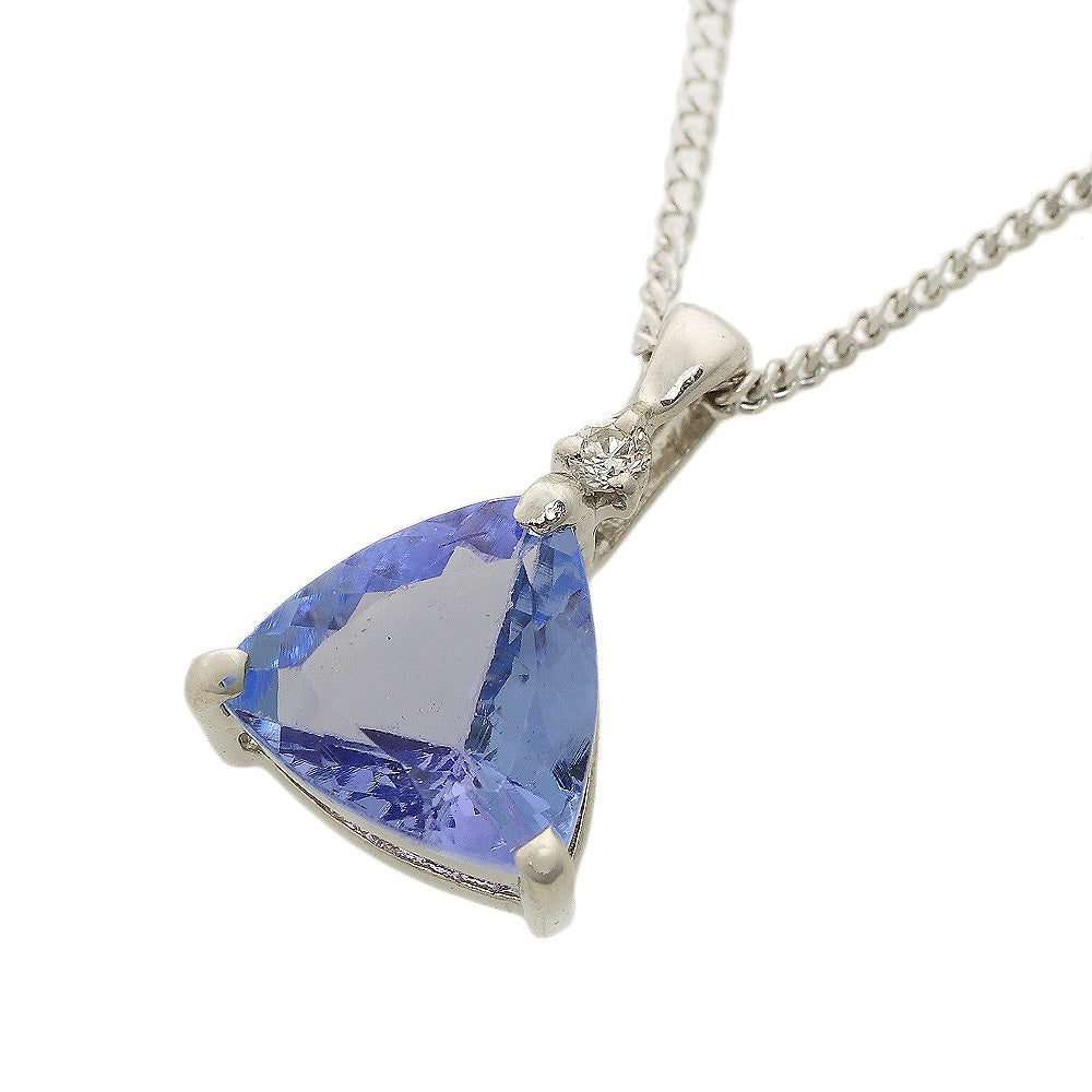 K18WG Pt900 Tanzanite Triangle Necklace 1.05ct