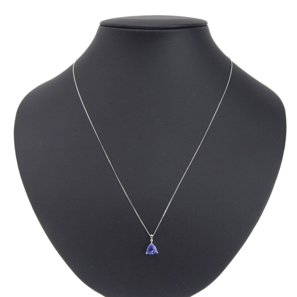 K18WG Pt900 Tanzanite Triangle Necklace 1.05ct in Excellent Condition