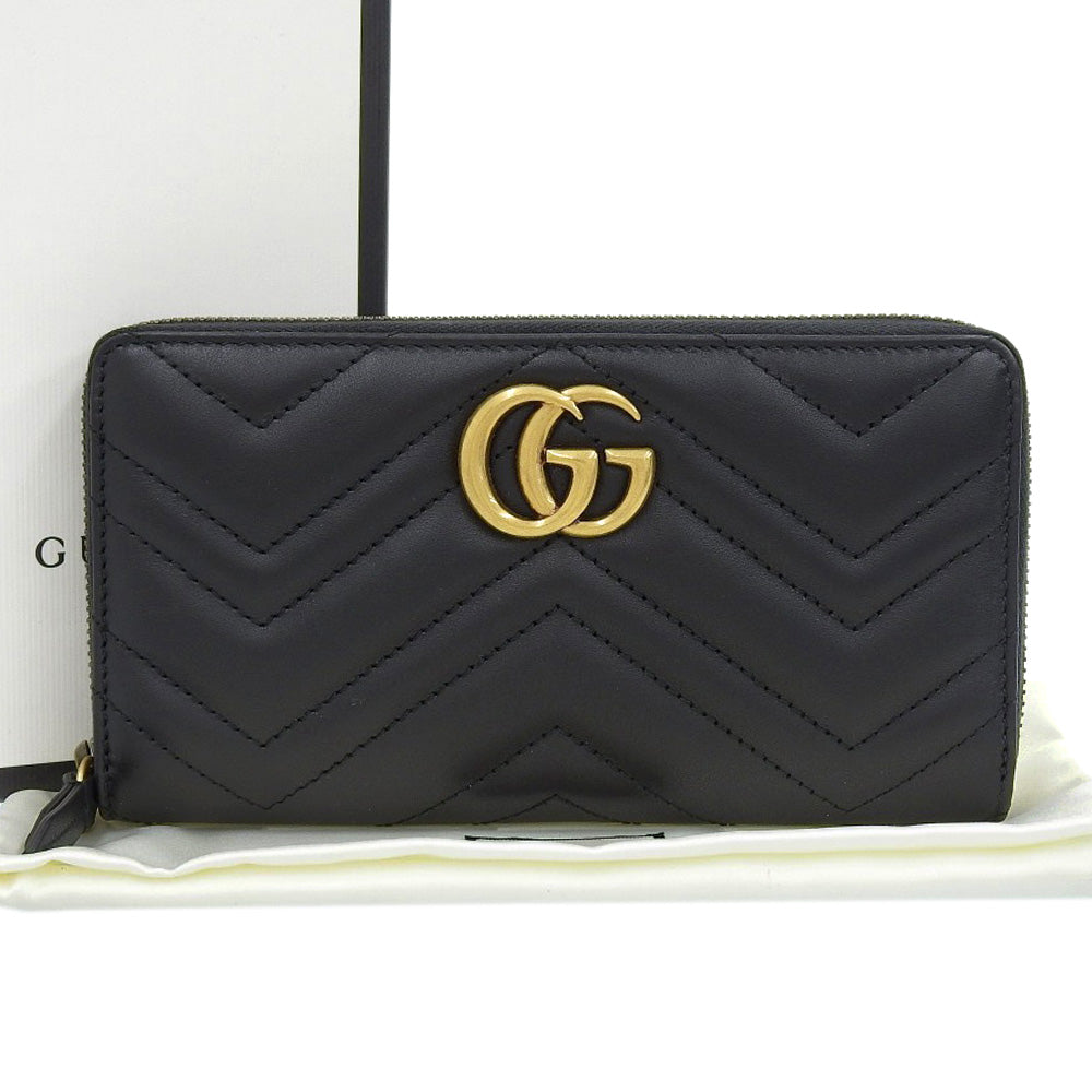 Gucci GG Marmont Leather Zip-Around Wallet Black