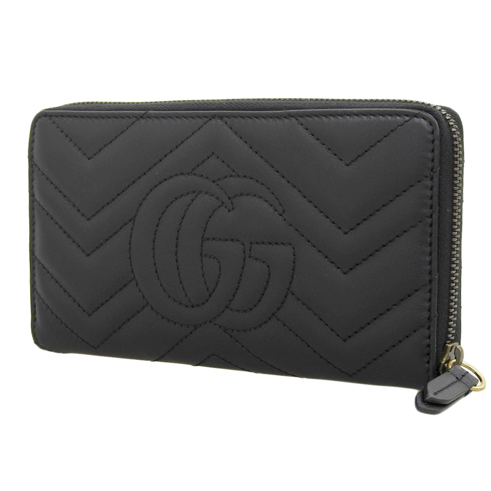 Gucci GG Marmont Leather Zip-Around Wallet Black in Excellent Condition