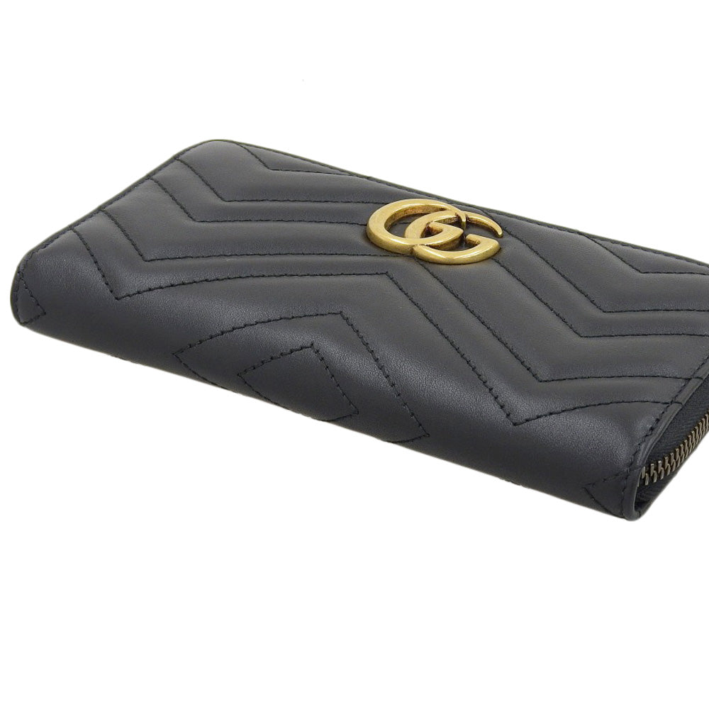 Gucci GG Marmont Leather Zip-Around Wallet Black in Excellent Condition