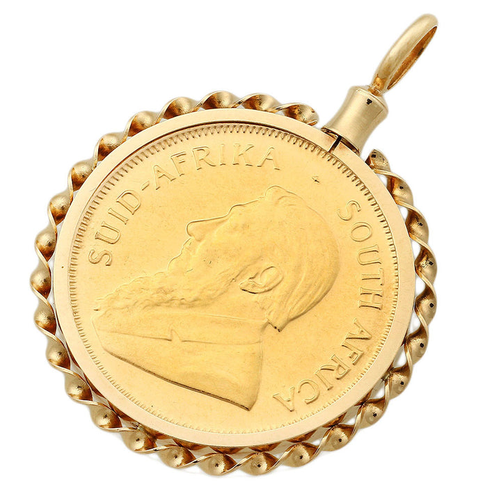 1/4 Ounce Krugerrand Gold Coin Pendant Top K22YG/K18YG in Excellent Condition