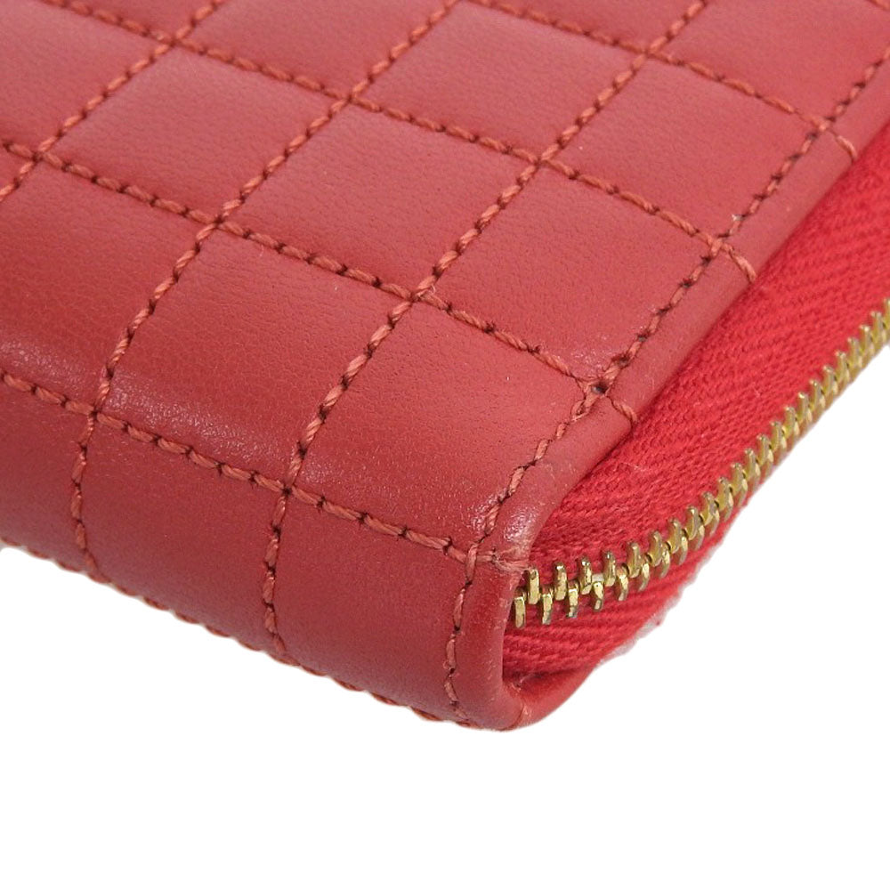 Celine Leather Round Zipper Coin Case Red