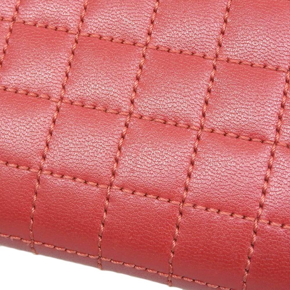 Celine Leather Round Zipper Coin Case Red