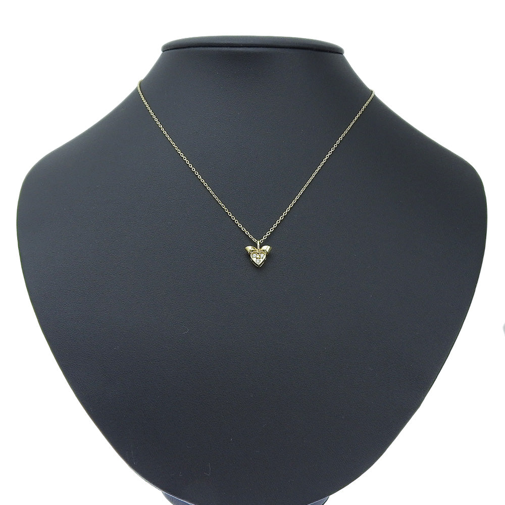 Christian Dior K18YG Diamond Heart Ribbon Necklace