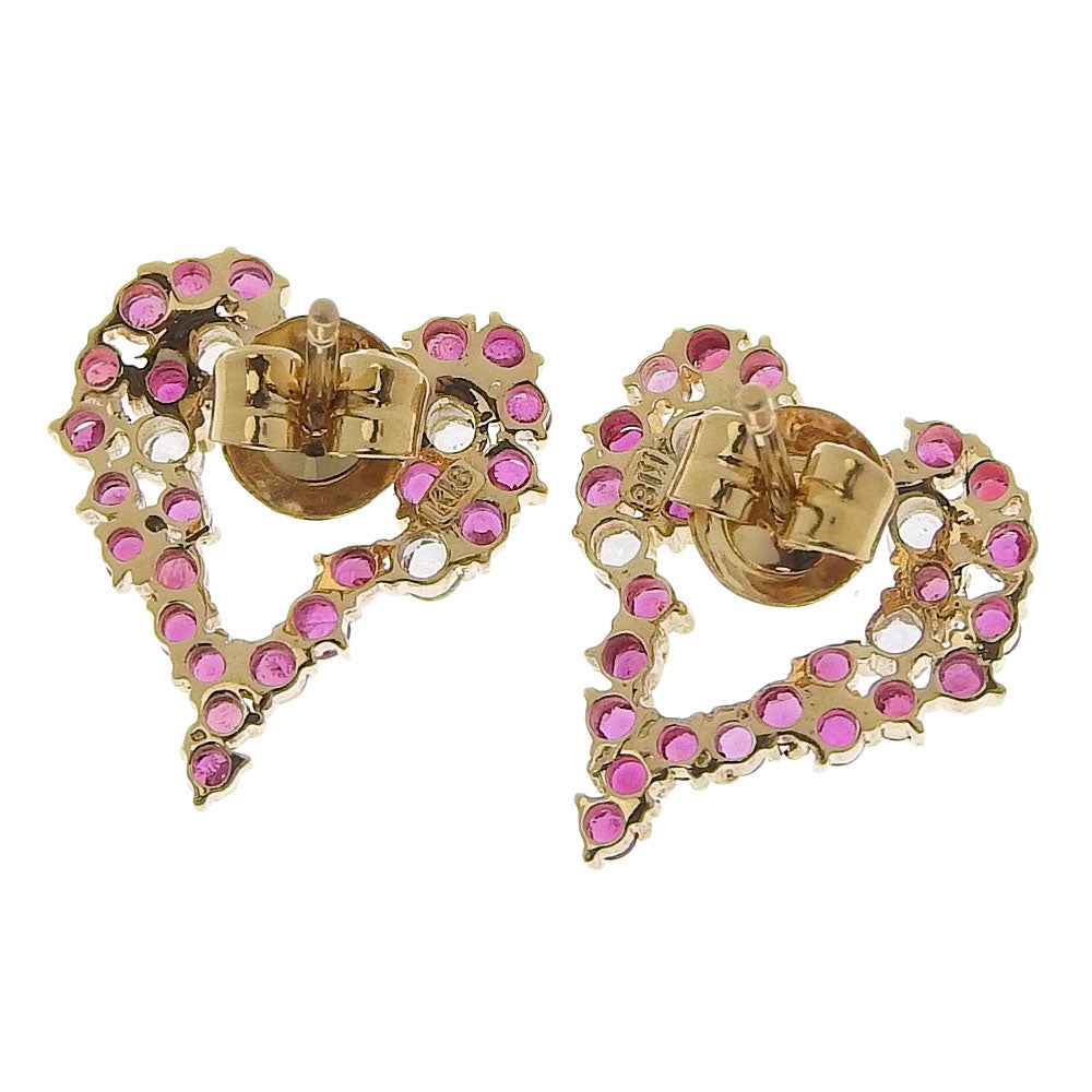 K18YG Ruby Heart Motif Earrings