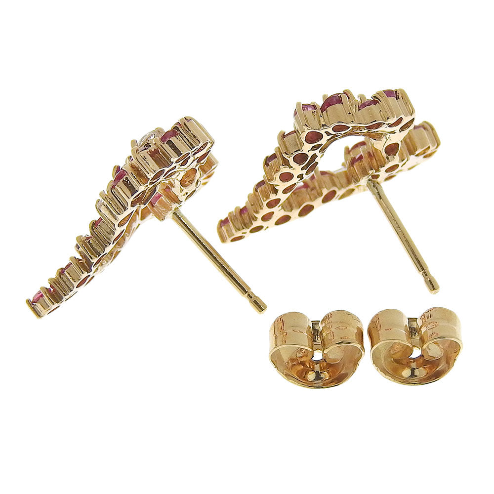 K18YG Ruby Heart Motif Earrings