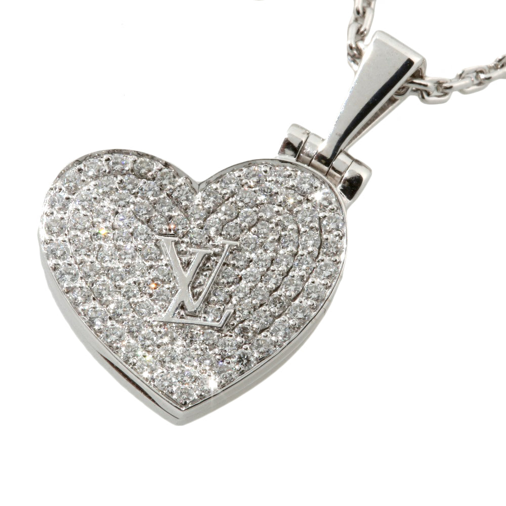 Louis Vuitton K18WG Diamond Pendant Heart Locket Necklace in Excellent Condition