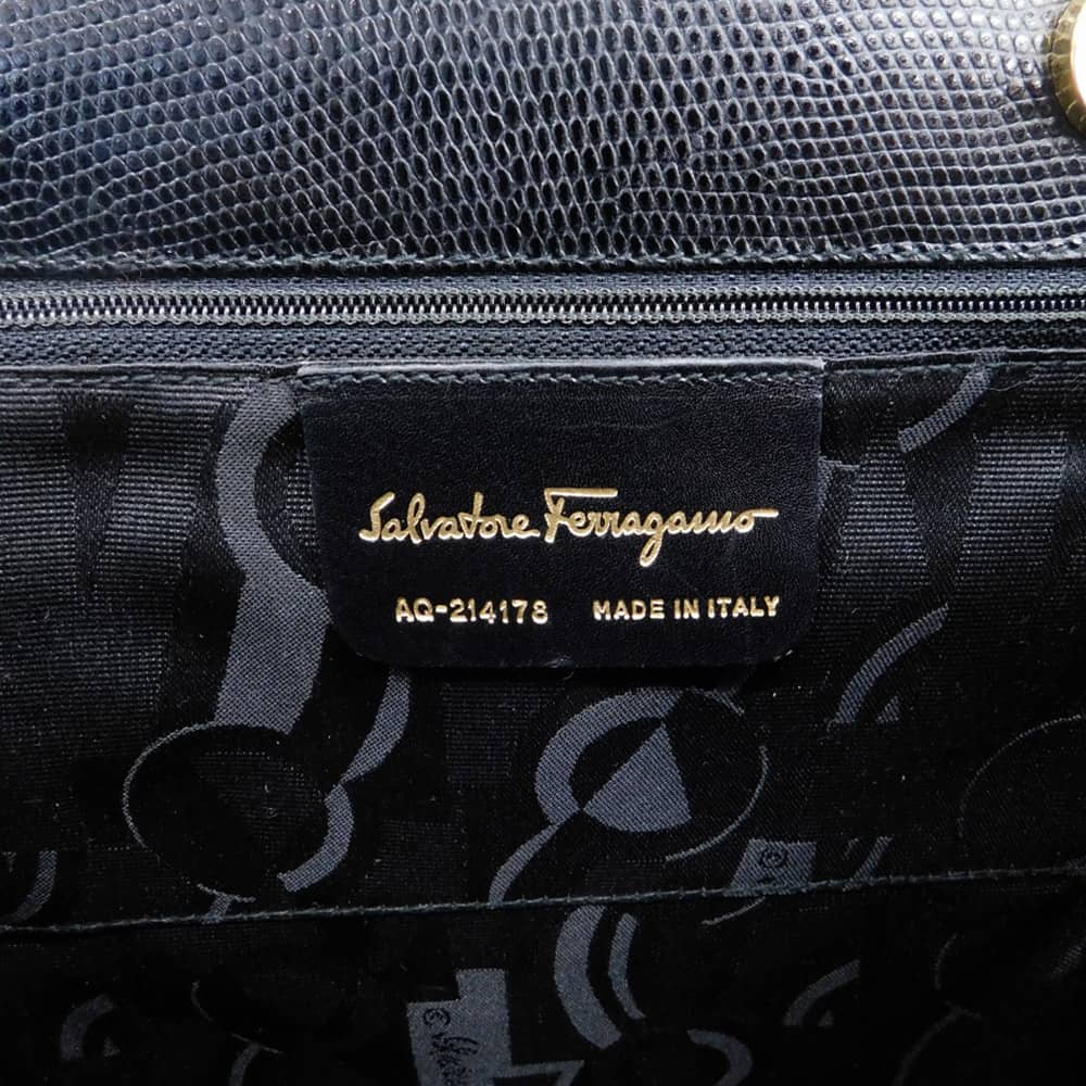 Salvatore Ferragamo Vara Ribbon Leather 2-Way Handbag Black