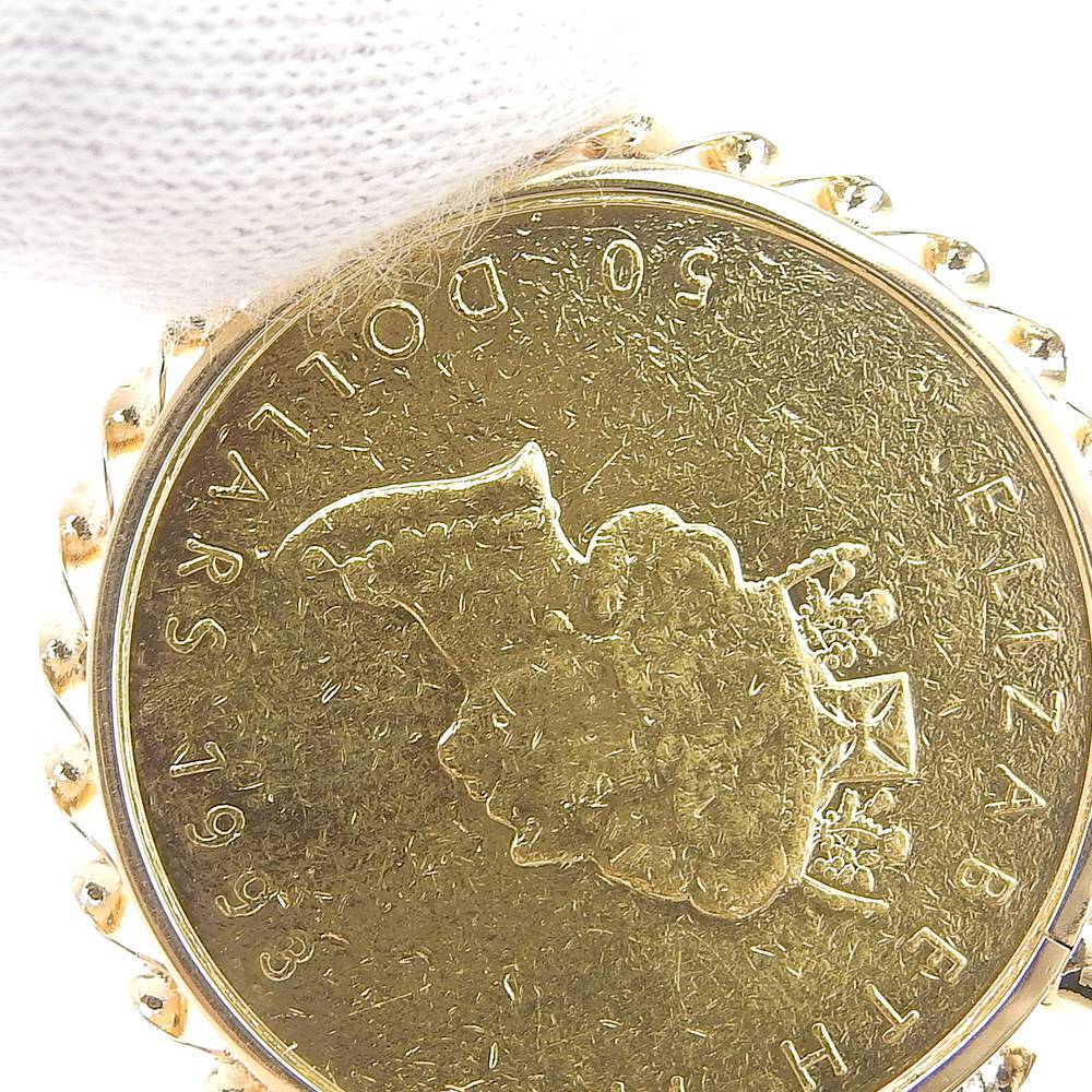 Gold Coin Pendant K24YG/K18YG Maple Leaf in Excellent Condition