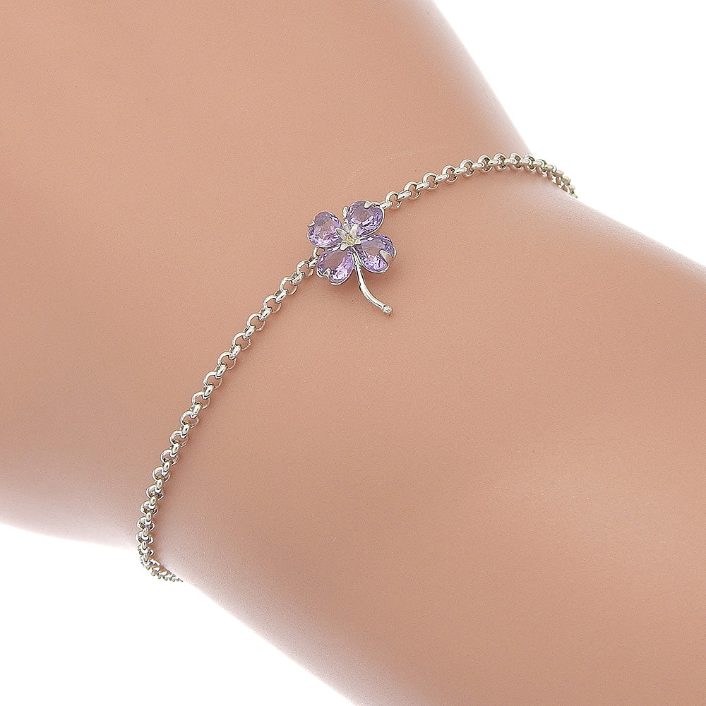 K18WG Amethyst Bracelet Flower Motif