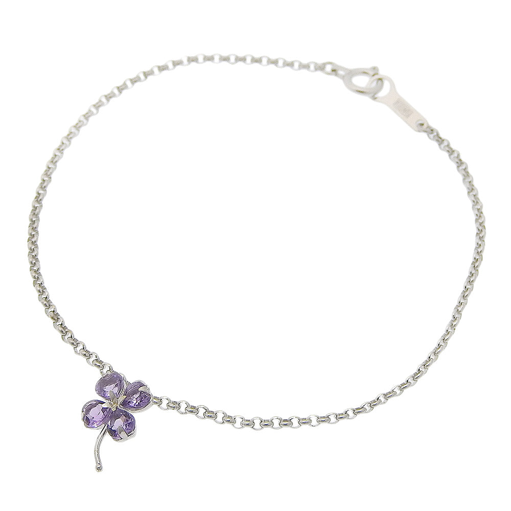 K18WG Amethyst Bracelet Flower Motif