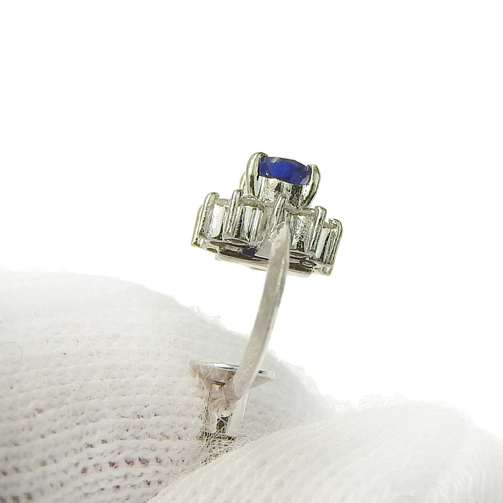 Natural Corundum Sapphire Earrings Pt900 in Great Condition