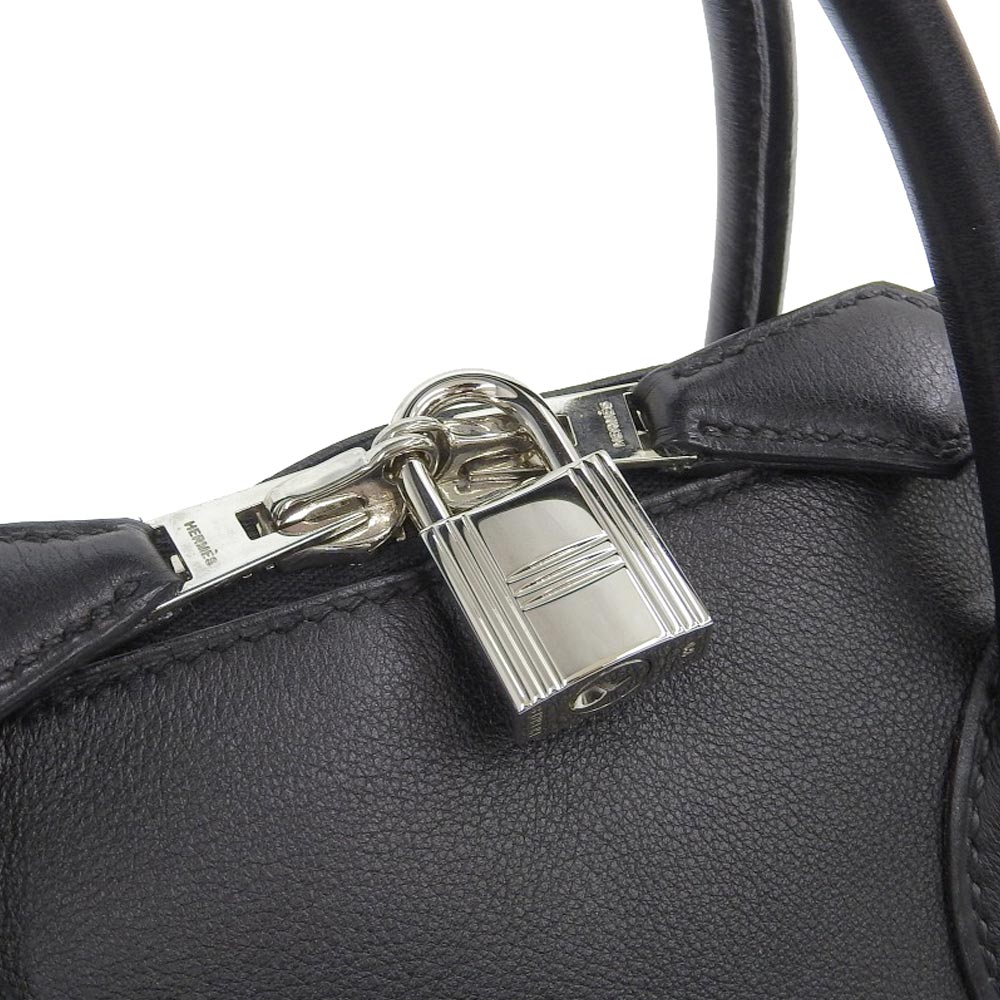 Hermes Bolide 1923 Swift Handbag Black Silver Hardware