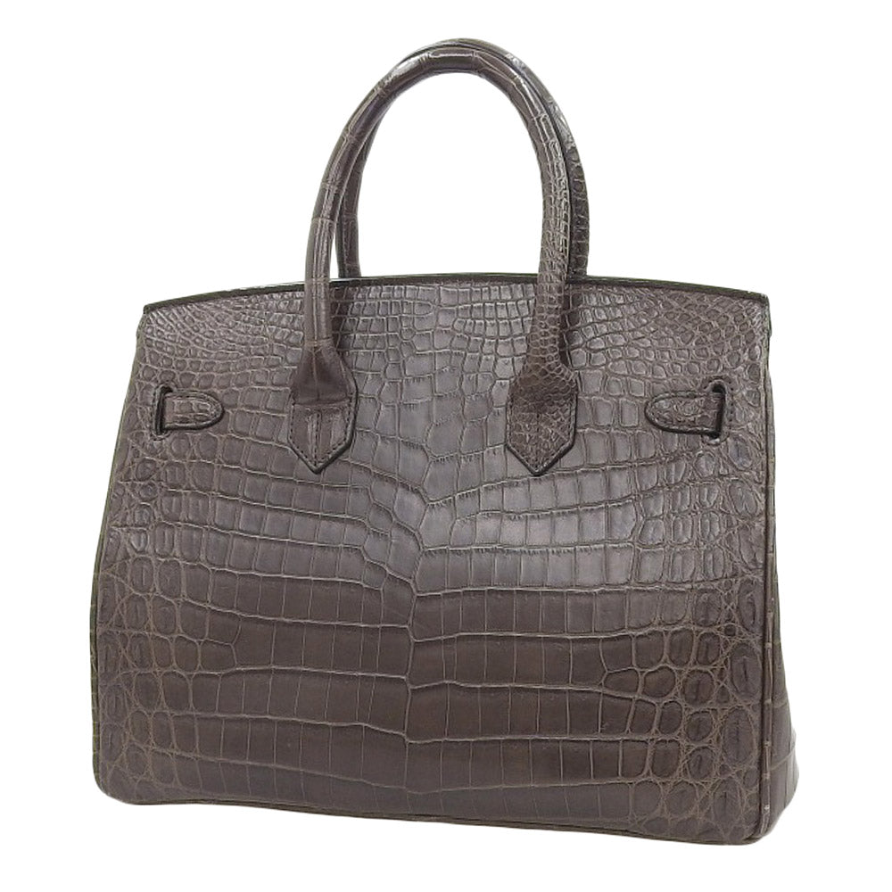 Crocodile Leather Handbag Brown in Great Condition