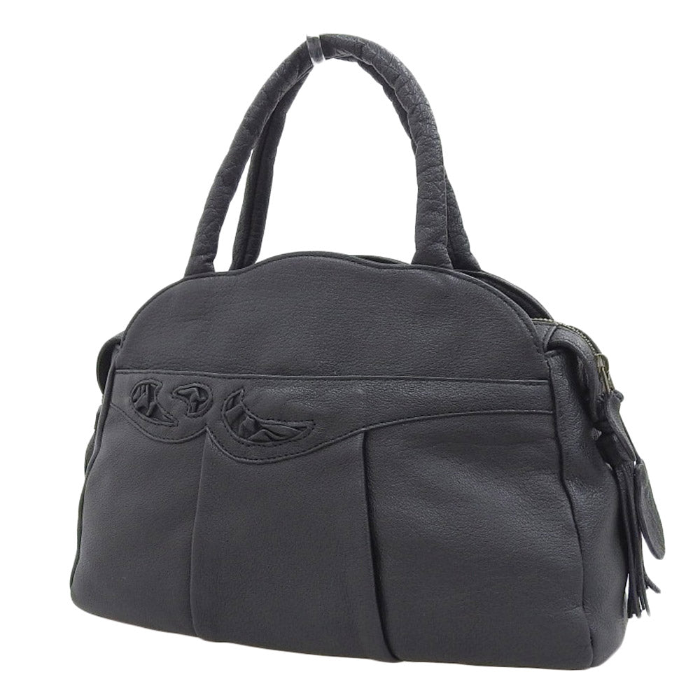 IBIZA Black Leather Handbag with Tassel