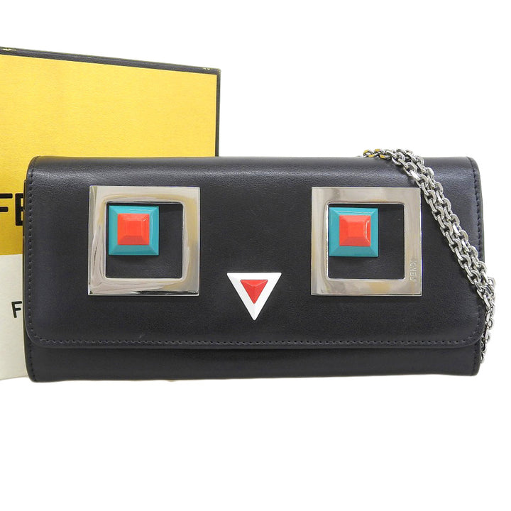 Fendi Leather Chain Wallet Long Wallet 8M0365