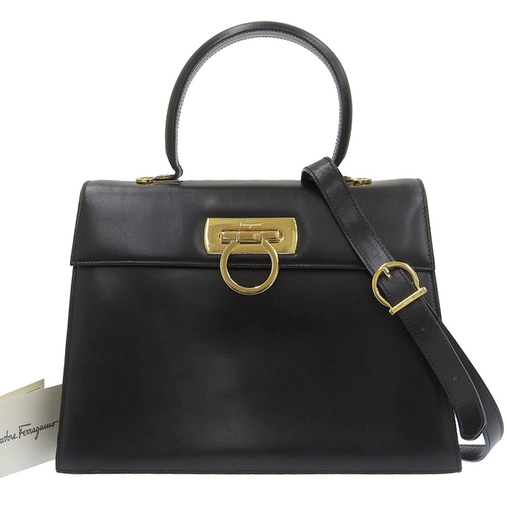 Salvatore Ferragamo Leather 2WAY Bag Black in Great Condition