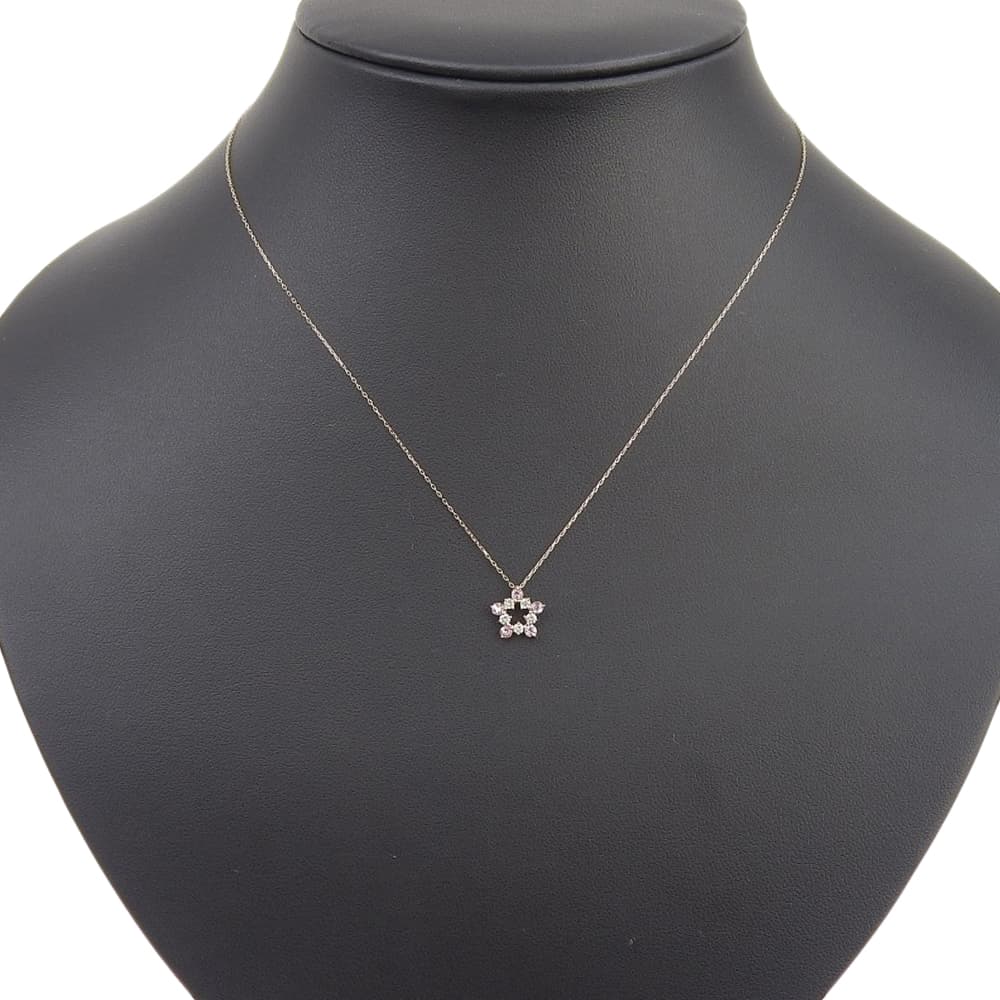 K18PG Star Motif Necklace Pink Sapphire