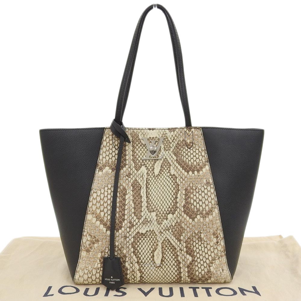 Louis Vuitton Lockme Cabas Tote Bag Leather Python N92917 in Very Good Condition