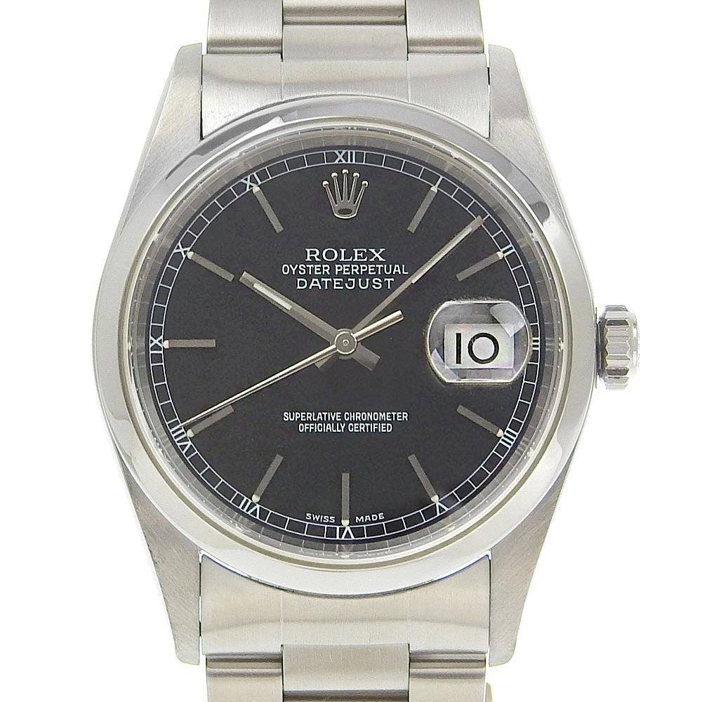 Rolex Datejust 16200 Black Dial SS Automatic Men's Watch in Excellent Condition