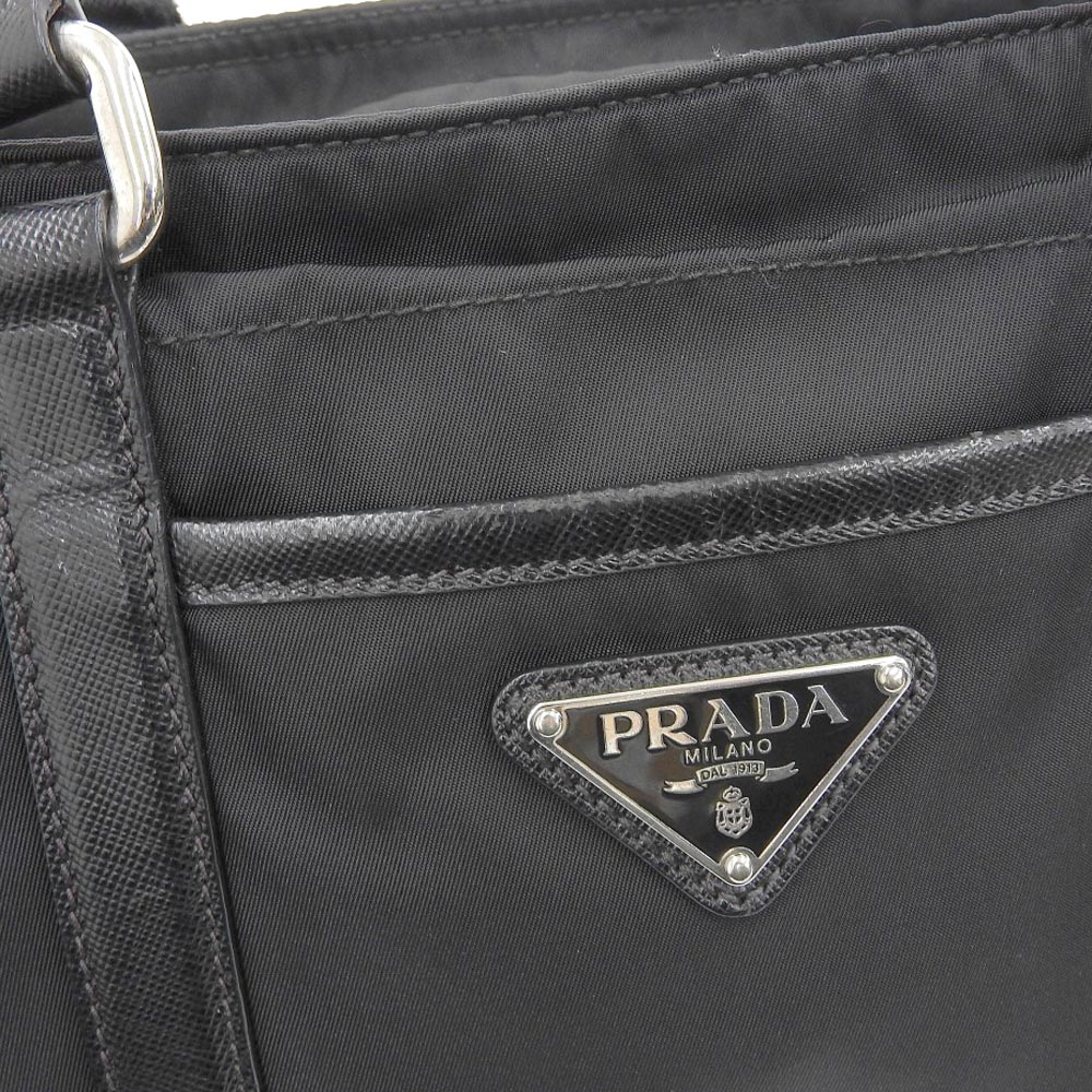 Prada Nylon Leather Handbag BR2288 Black