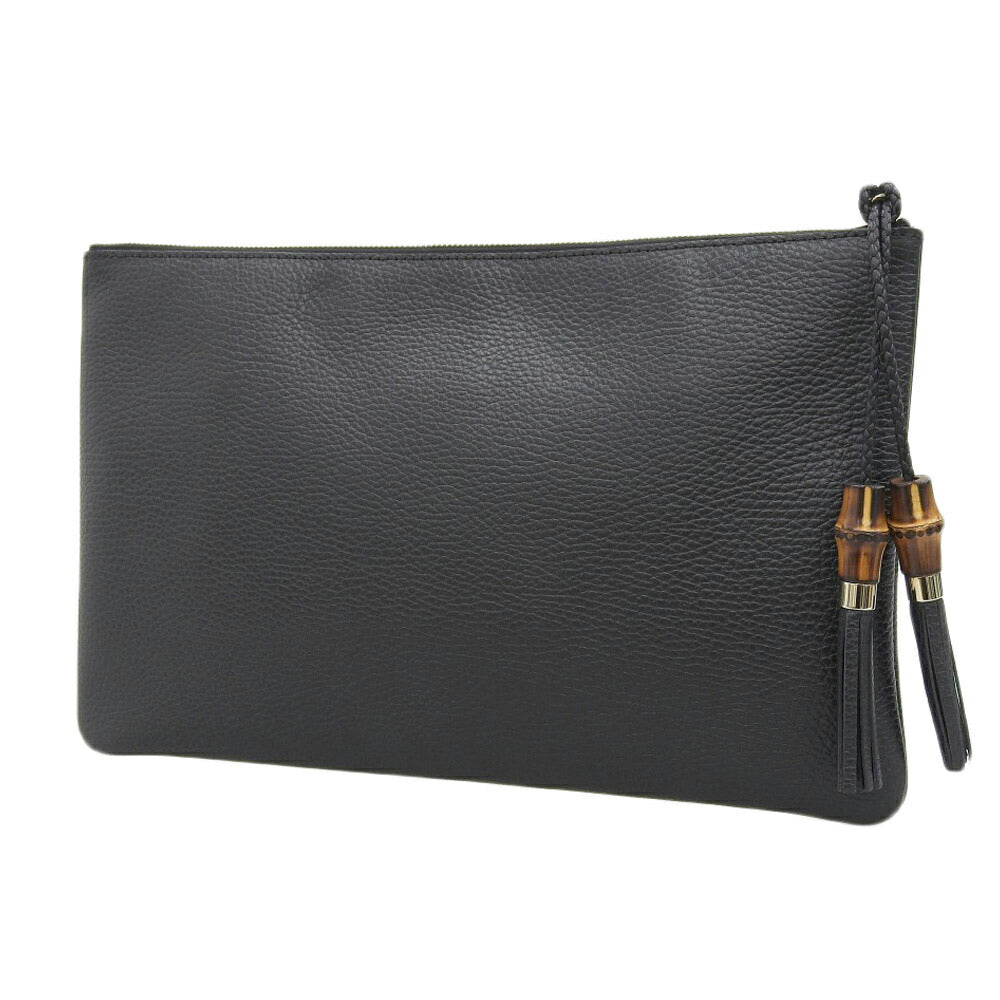 Gucci Bamboo Leather Clutch Bag Black