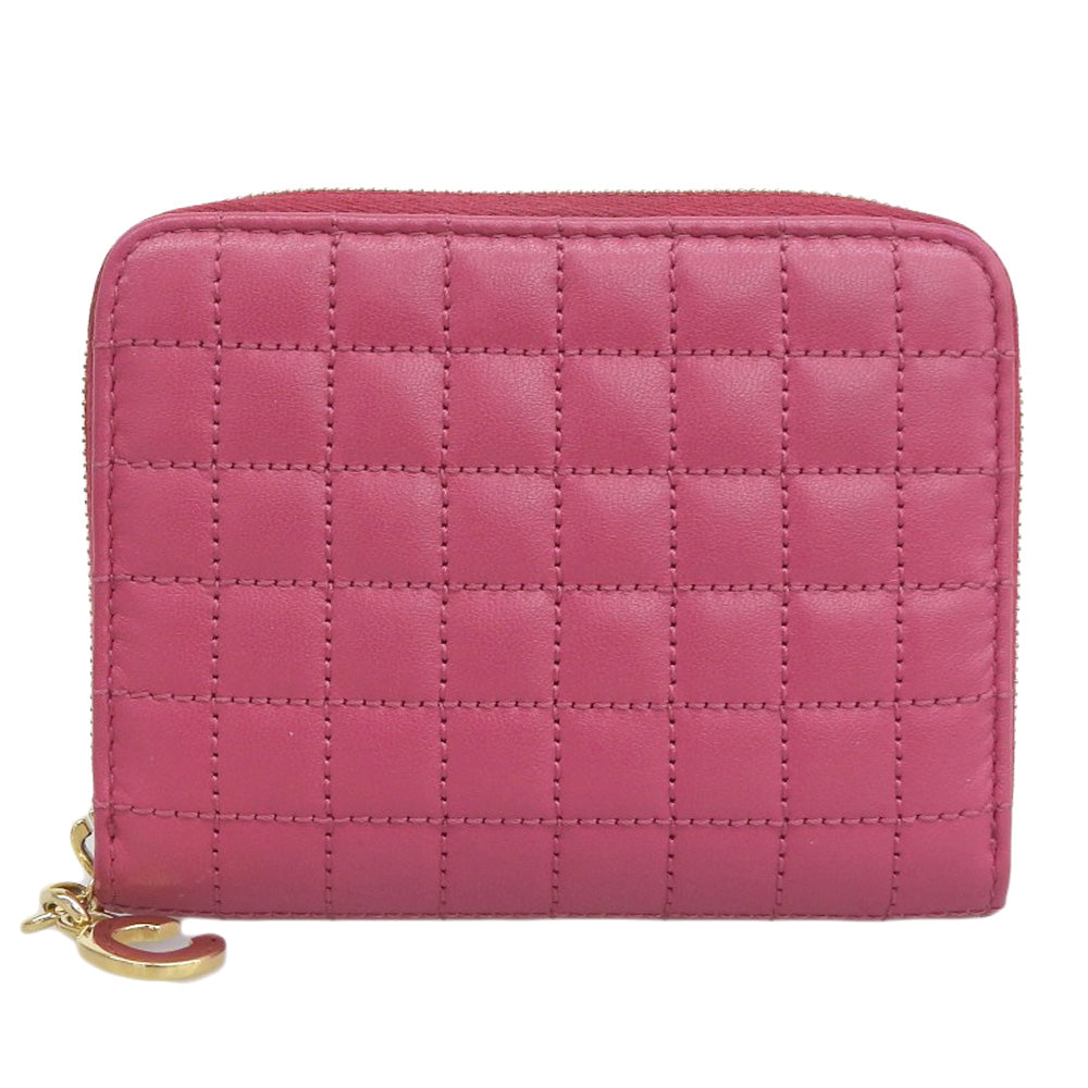 Celine Checkered Leather Coin Case Pink in Great Condition