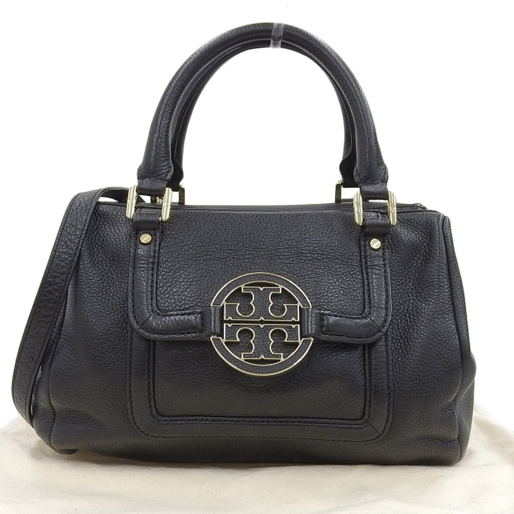 Tory Burch 2-Way Leather Handbag Shoulder Bag Black in Great Condition