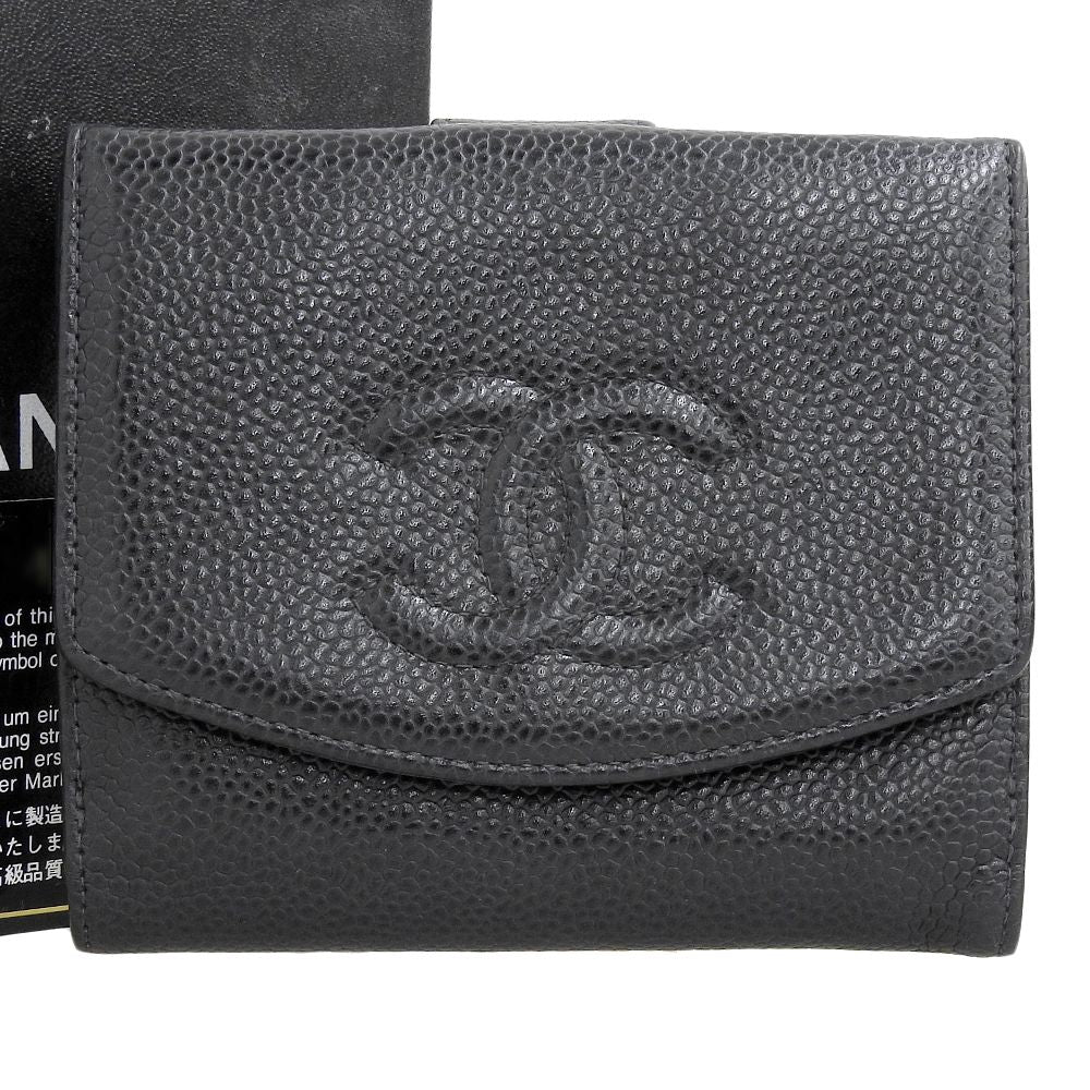 Chanel Caviar Skin Bifold Wallet A13496 in Very Good Condition