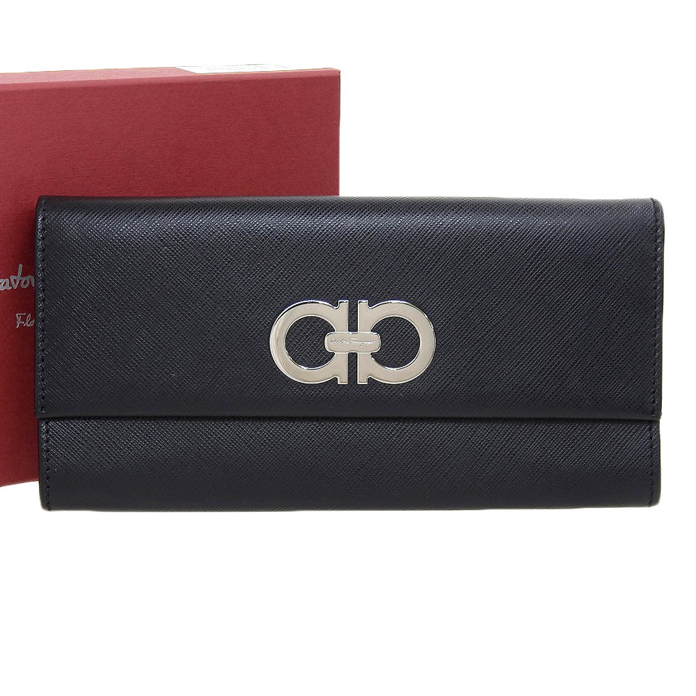 Salvatore Ferragamo Leather Long Wallet with Clasp