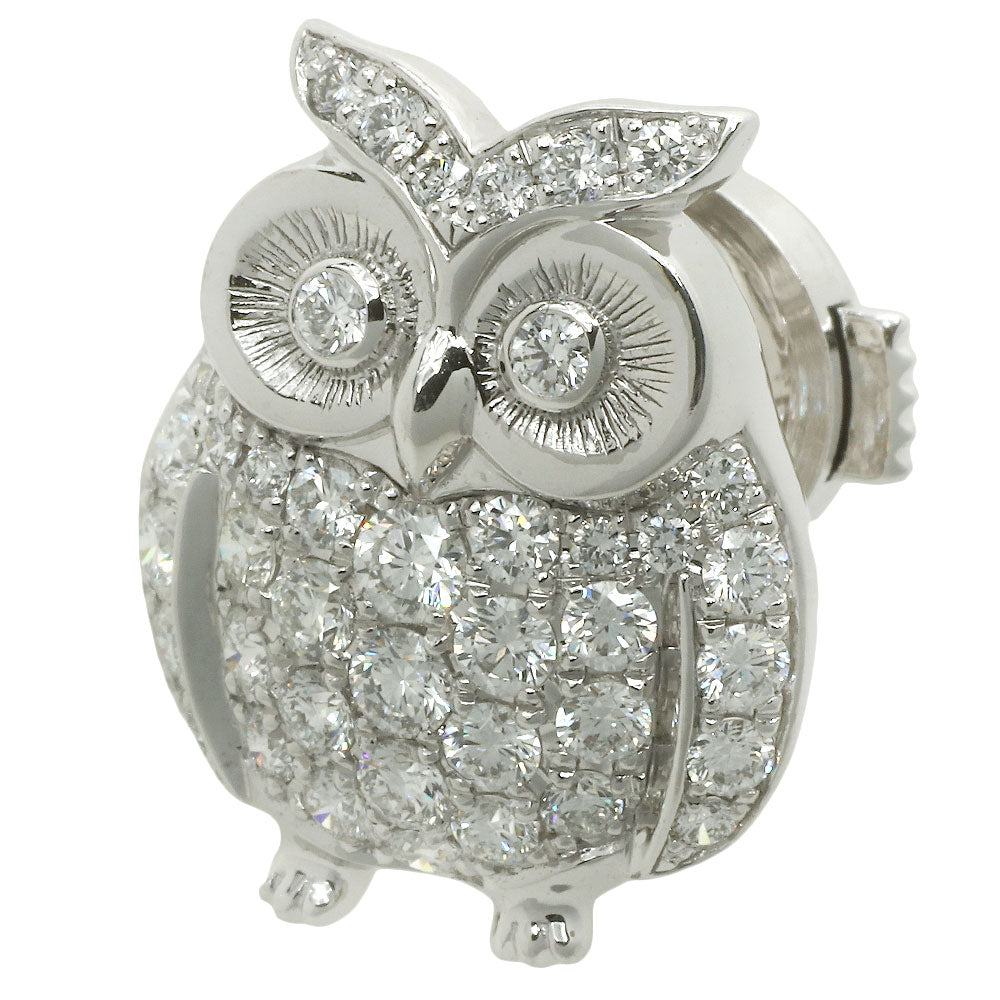 Monnickendam Owl Pin Brooch K18WG Diamond