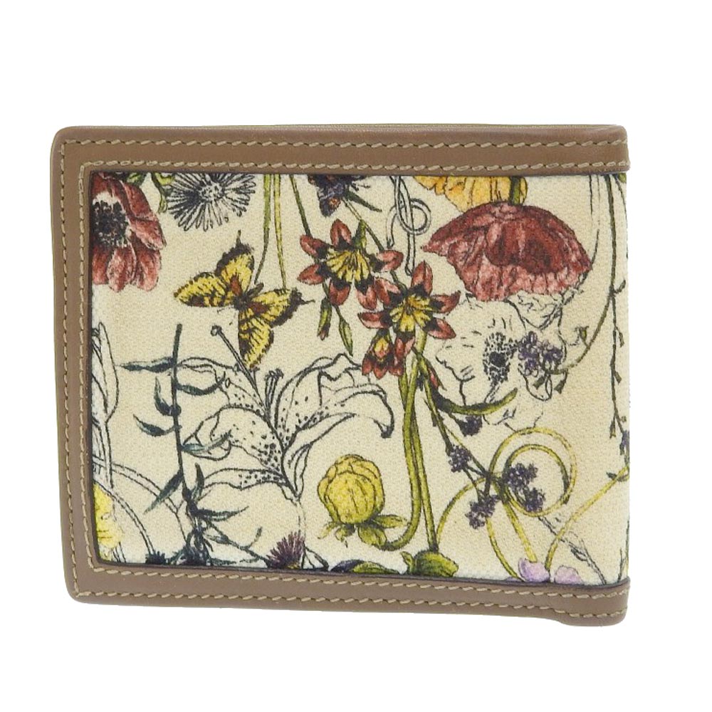 Gucci Flora Canvas Leather Bifold Wallet 225826