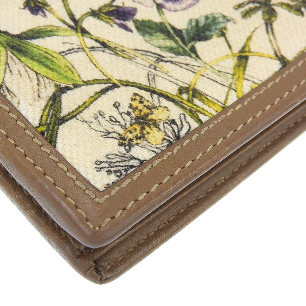 Gucci Flora Canvas Leather Bifold Wallet 225826