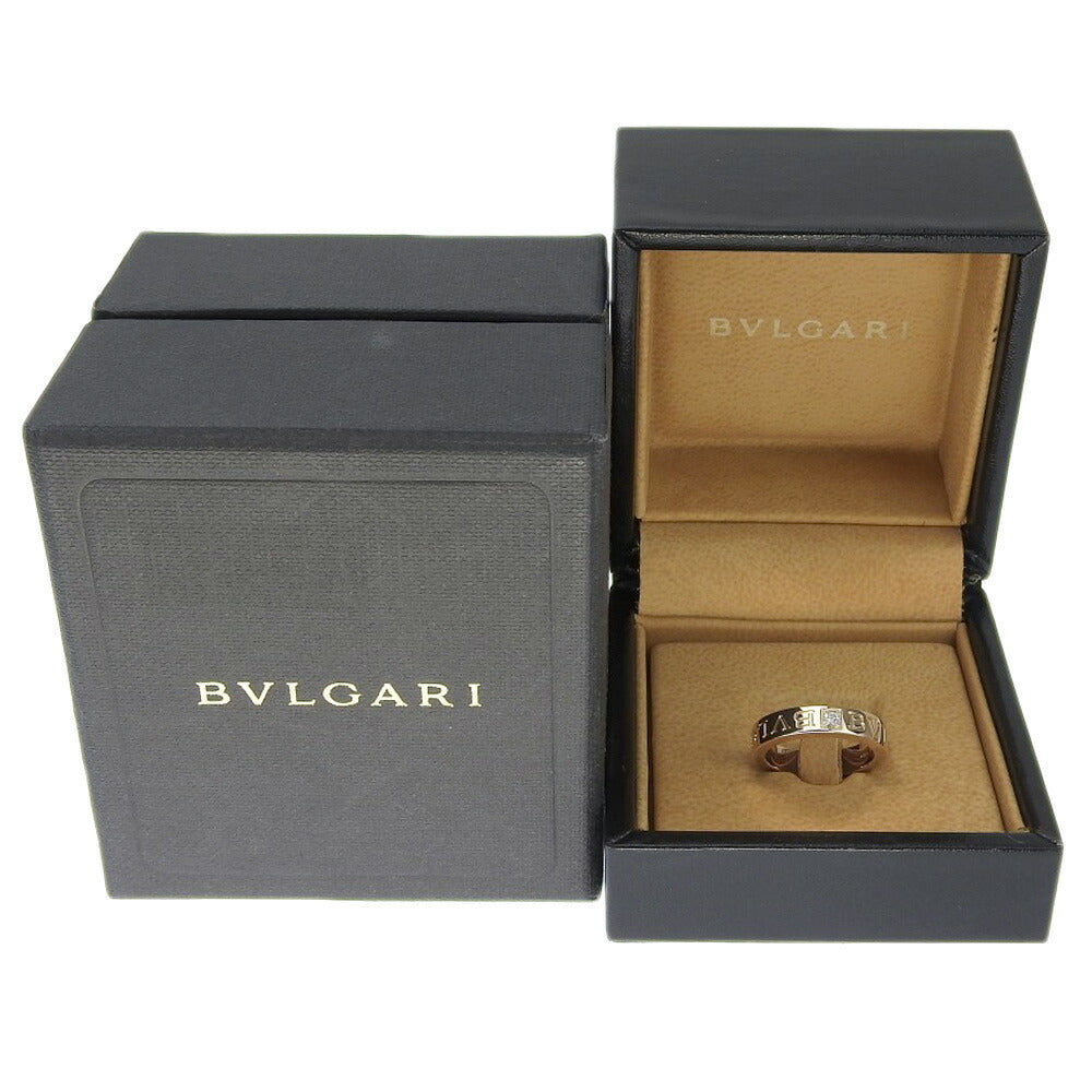 Bvlgari K18PG Diamond Double Logo Ring in Excellent Condition