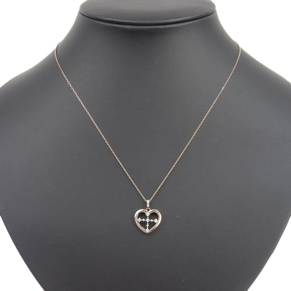 Vendome Aoyama Heart Cross Necklace K10PG