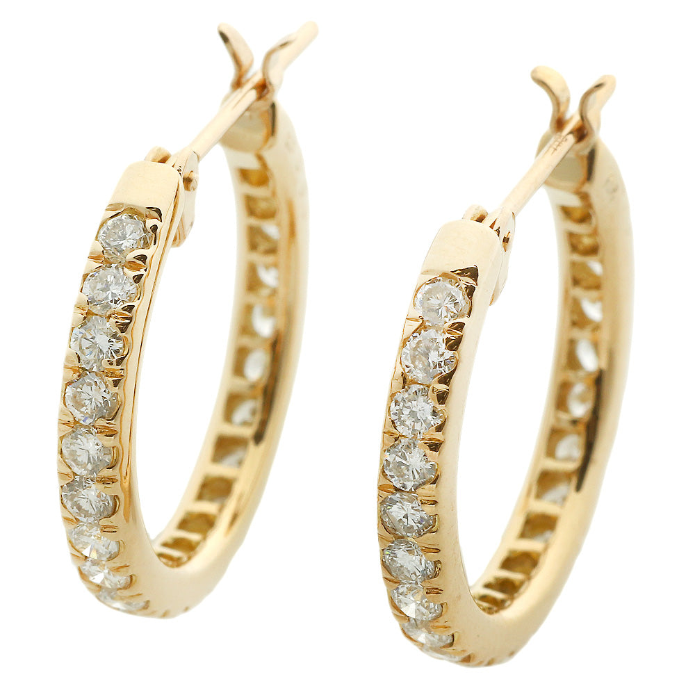 K18YG Yellow Gold Diamond Hoop Earrings 0.50ct in Excellent Condition