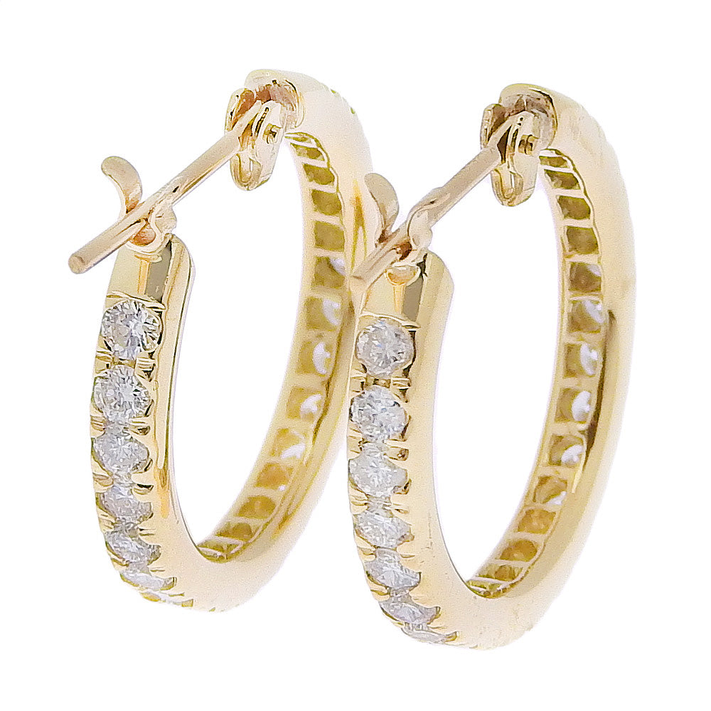 K18YG Yellow Gold Diamond Hoop Earrings 0.50ct in Excellent Condition